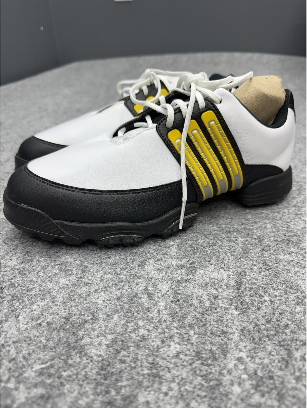 Adidas Tour Traxion II WD Golf Shoes White Black Yellow Mens 8.5 D NWT